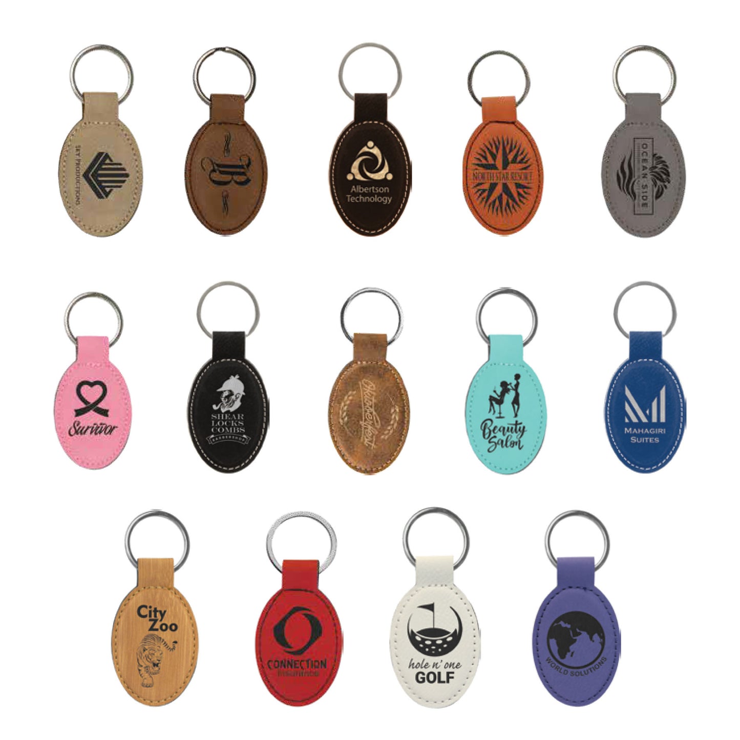 Leather Oval Keychain