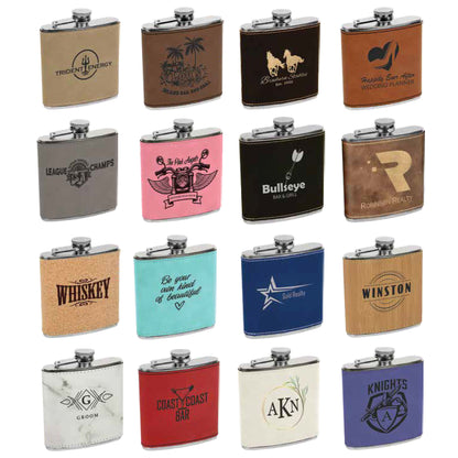 Leather 6 oz. Stainless Steel Flask